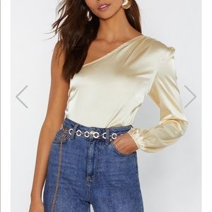 One shoulder satin top